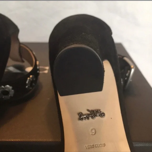 Coach Black Heeled Sandals Size 9 NWT